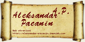 Aleksandar Pačanin vizit kartica